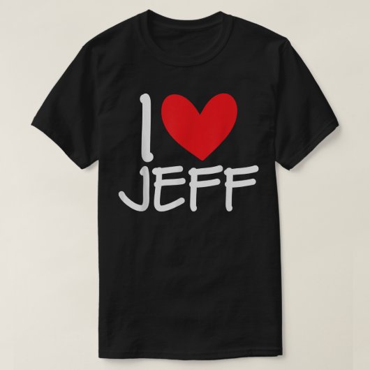 Ik hou van Jeff Name Heart persoonlijke Mannen Guy T-shirt (Design voorkant)