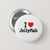 Ik hou van Jellyfish hart op maat Ronde Button 5,7 Cm (Voorkant /achterkant)