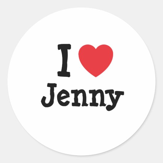 Ik hou van Jenny hart T-Shirt Ronde Sticker (Voorkant)