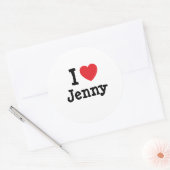 Ik hou van Jenny hart T-Shirt Ronde Sticker (Envelop)