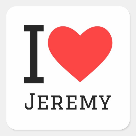 Ik hou van jeremy vierkante sticker (Voorkant)