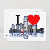 Ik hou van Jersey City skyline Briefkaart (Voorkant / Achterkant)