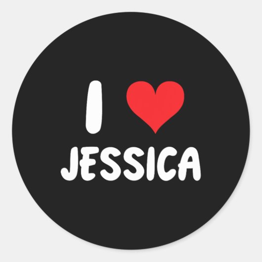 Ik hou van Jessica - Hart - Naam Ronde Sticker (Voorkant)