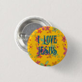Ik hou van Jesus Christelijk Girl Flowers Pattern  Ronde Button 3,2 Cm (Voorkant /achterkant)