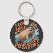 Ik hou van Jesus en Floaty Potatoes Manatee Zee Ko Sleutelhanger (Voorkant)