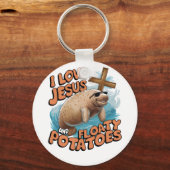 Ik hou van Jesus en Floaty Potatoes Manatee Zee Ko Sleutelhanger (Achterkant)