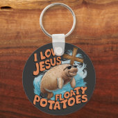 Ik hou van Jesus en Floaty Potatoes Manatee Zee Ko Sleutelhanger (Voorkant)