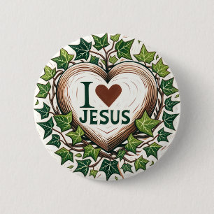 Ik hou van Jesus Engels Ivy Christelijk Ronde Button 5,7 Cm