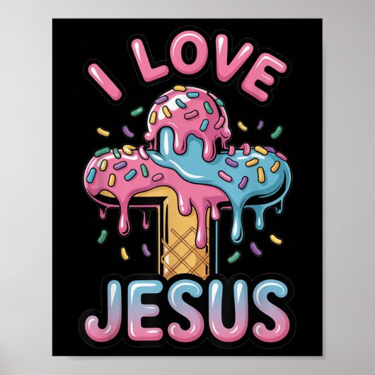 Ik hou van Jesus Kinder Christelijke Ice Cream Dri Poster (Voorkant)
