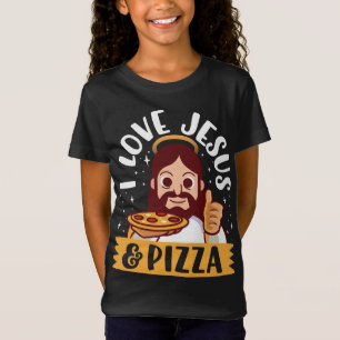 Ik hou van Jesus & Pizza Pepperoni Christelijke Ca T-shirt