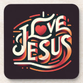 Ik hou van Jesus Retro Christelijk Bier Onderzetter (Voorkant)