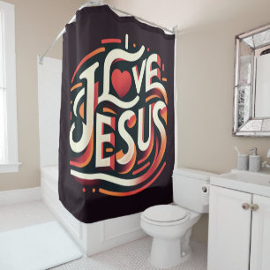 Ik hou van Jesus Retro Christelijk Douchegordijn