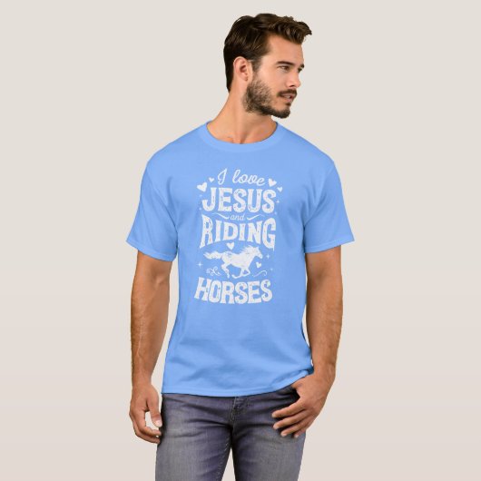 Ik hou van Jesus Riding Horses shirt Horse Women G (Voorkant volledig)