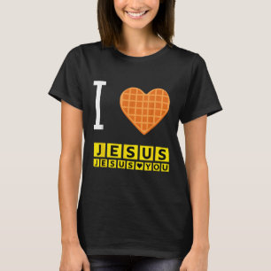 Ik hou van Jesus Waffle Heart Grappige Christelijk T-shirt