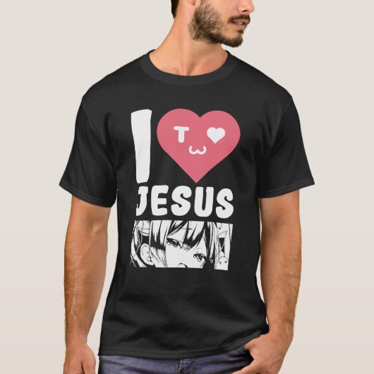 Ik hou van Jezus Anime Japanse Cartoon T-shirt (Voorkant)