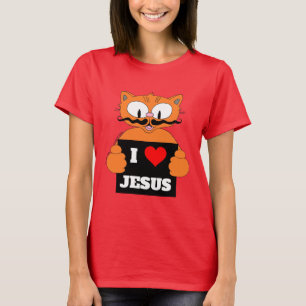 "Ik hou van Jezus" Cartoon Kat Señor Gato Christel T-shirt