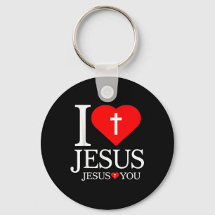 Ik hou van Jezus Christelijk Kruis God Geloof Bijb Sleutelhanger