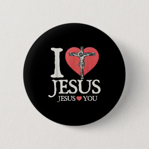 Ik hou van Jezus christelijke Jezus houdt van jou Ronde Button 5,7 Cm