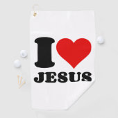 Ik hou van Jezus Christelijke quote Golfhanddoek (Insitu)