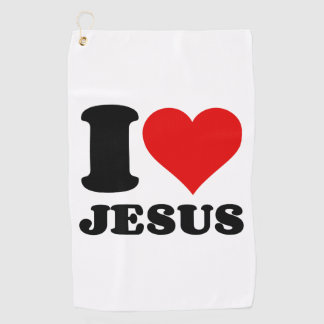 Ik hou van Jezus Christelijke quote Golfhanddoek