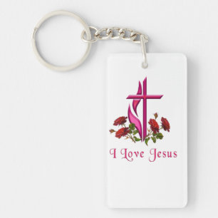Ik hou van Jezus Christelijke sleutelhanger