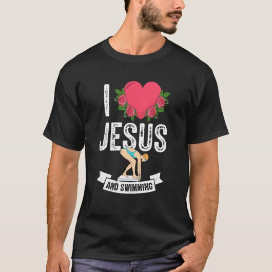 Ik hou van Jezus die zwemmer zwemblam T-shirt (Voorkant)