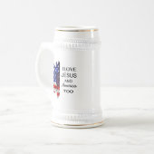 Ik hou van Jezus en Amerika. Bierpul (Voorkant links)