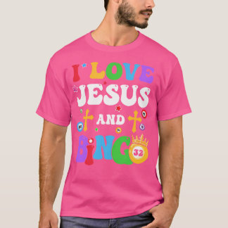 Ik hou van Jezus en Bingo Christelijke Cross Board T-shirt