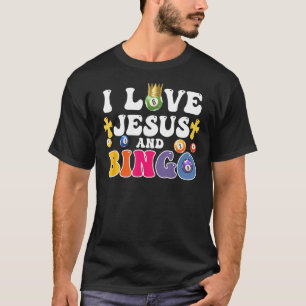 Ik hou van Jezus en Bingo Christelijke Cross Board T-shirt