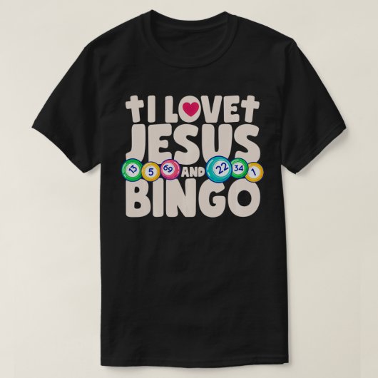 Ik hou van Jezus en Bingo Christelijke Cross Board T-shirt (Design voorkant)