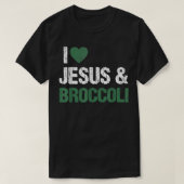 Ik hou van Jezus en Broccoli Lover Funny Vegetable T-shirt (Design voorkant)