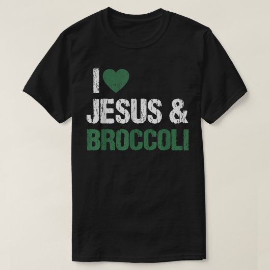 Ik hou van Jezus en Broccoli Lover Funny Vegetable T-shirt (Design voorkant)