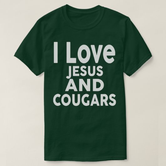 Ik hou van Jezus en COUGARS Funny COUGAR T-shirt (Design voorkant)