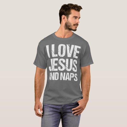 Ik hou van Jezus en dutjes grappige slaap minnaar T-shirt (Voorkant volledig)