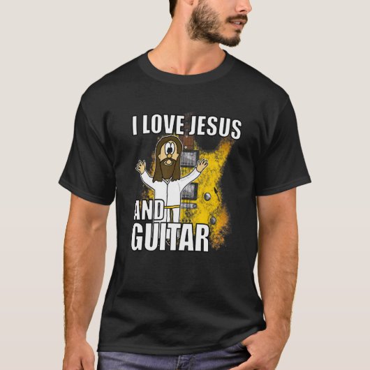 Ik hou van Jezus en Guitar Electric Guitarist Chri T-shirt (Voorkant)