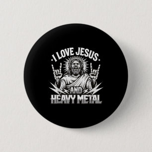 Ik hou van Jezus en Heavy Metal 2 Ronde Button 5,7 Cm