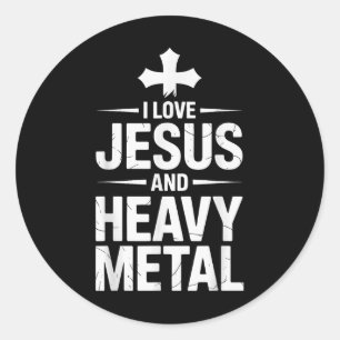 Ik hou van Jezus en Heavy Metal _8 Ronde Sticker