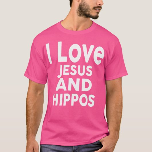 Ik hou van Jezus en hippies Grappig Hippo T-shirt (Voorkant)
