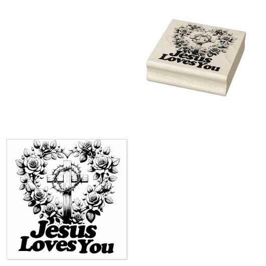 Ik hou van Jezus en Jezus houdt van U Rubberstempel (Gestempeld)