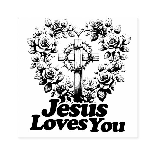 Ik hou van Jezus en Jezus houdt van U Rubberstempel (Afrduk)