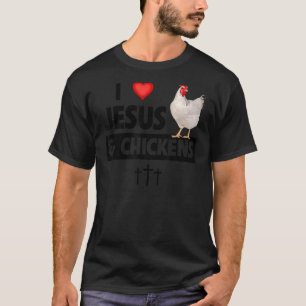 Ik hou van Jezus en kippen Haan Christelijke Boerd T-shirt