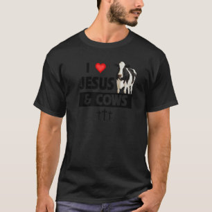 Ik hou van Jezus en koeien Funny Farming Christeli T-shirt