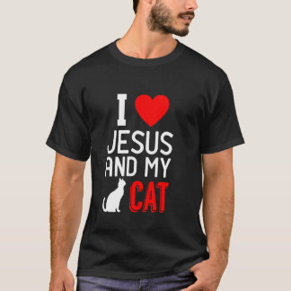 Ik hou van Jezus en mijn kat christelijke kattenli T-shirt