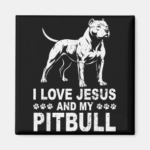 Ik hou van Jezus en mijn Pitbull  Magneet