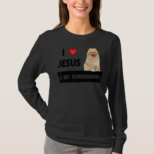 Ik hou van Jezus en mijn pommeraanse hond mama en T-shirt (Voorkant)