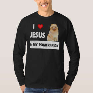 Ik hou van Jezus en mijn pommeraanse hond mama en T-shirt