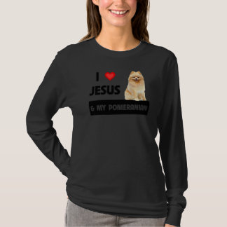 Ik hou van Jezus en mijn pommeraanse hond mama en  T-shirt