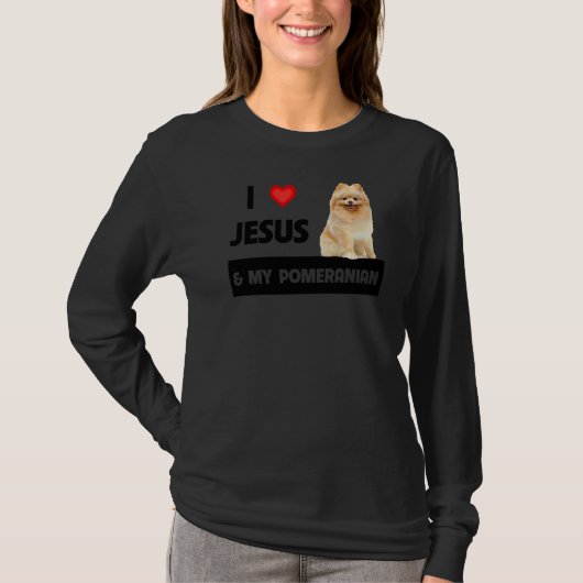 Ik hou van Jezus en mijn pommeraanse hond mama en T-shirt (Voorkant)