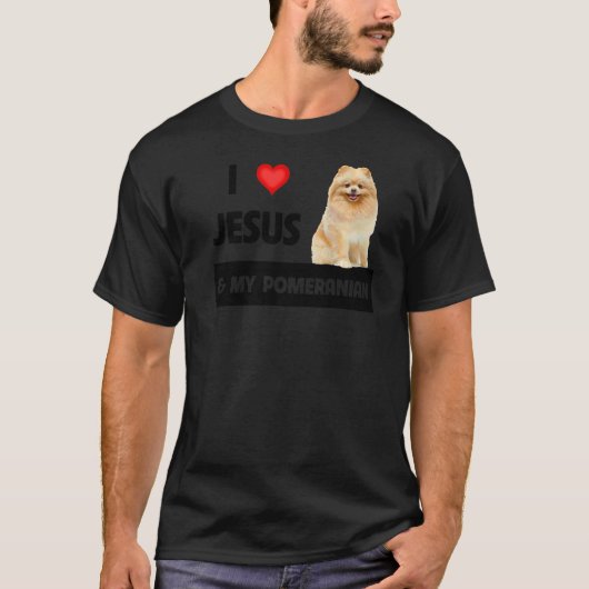 Ik hou van Jezus en mijn pommeraanse hond mama en  T-shirt (Voorkant)