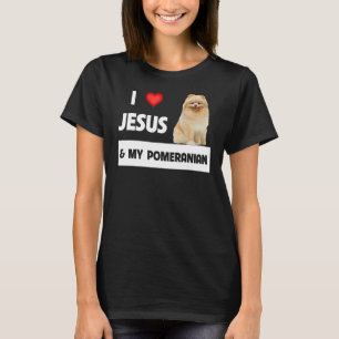 Ik hou van Jezus en mijn pommeraanse hond mama en T-shirt